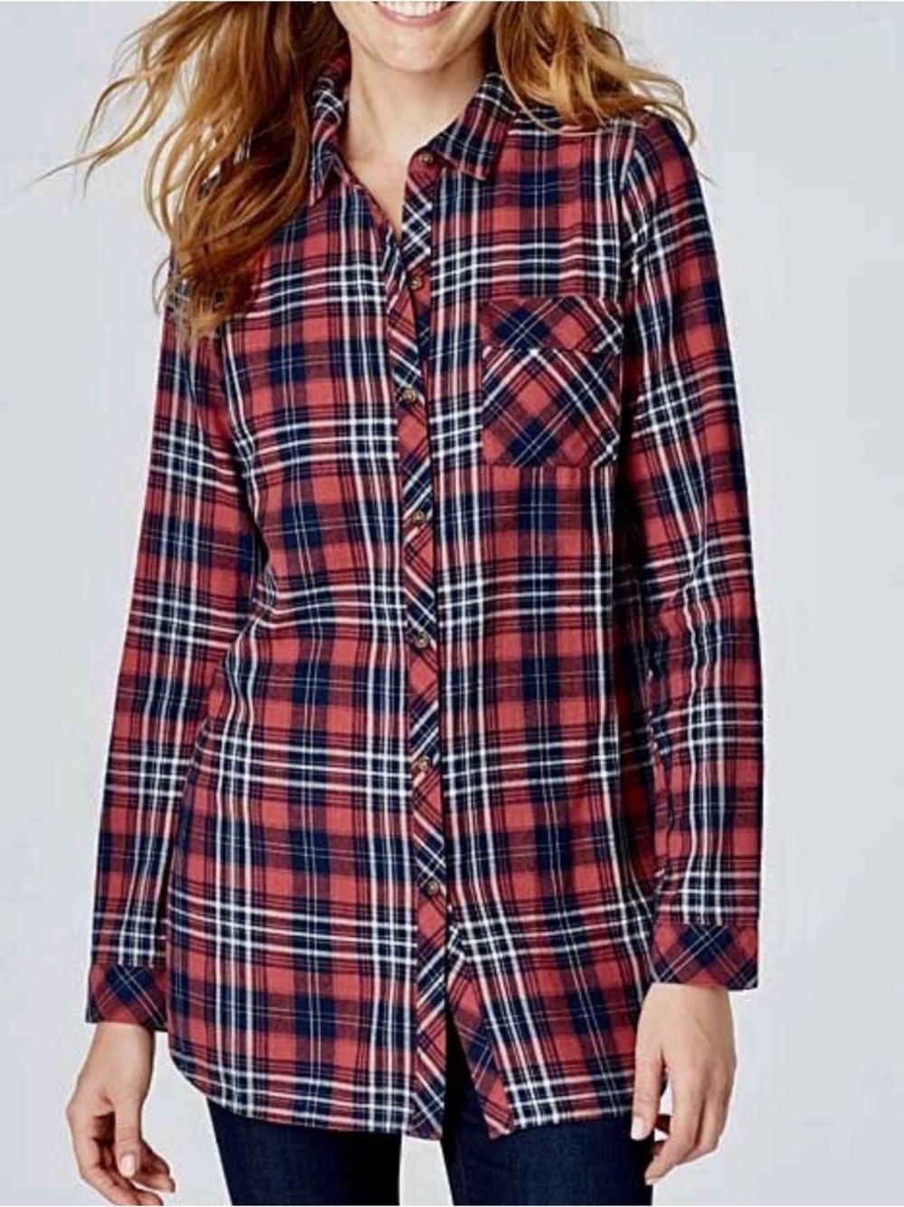 J.Jill Indigo Yarn-Dyed Plaid Tunic Women XS Button Shirt NEW 2023